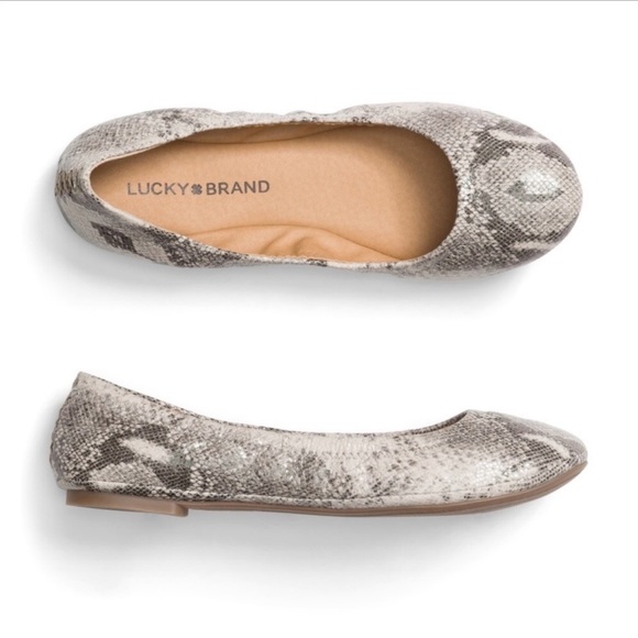Lucky Brand Emmie Ballet Flats.  Good used condition.  Gray snake.  Size 5 1/2 - Picture 1 of 5